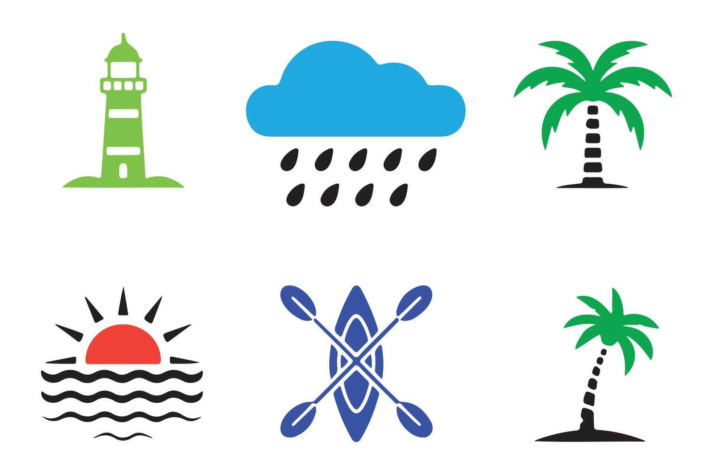 Colorful Icons of Travel Destinations and Activities vector