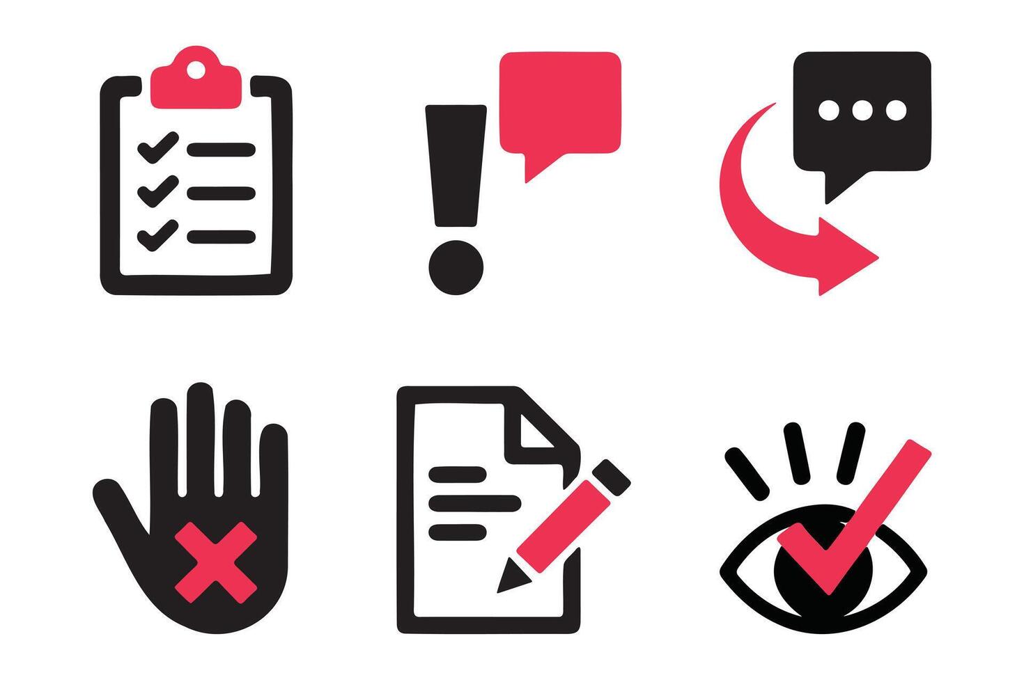 Collection of Flat Design Icons Related to Tasks, Communication, and Validation vector