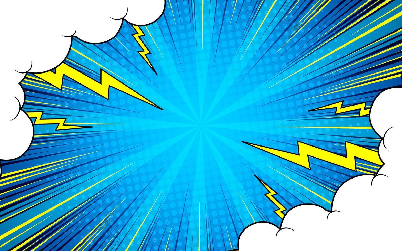 Comic background with cloud and lightning illustration vector