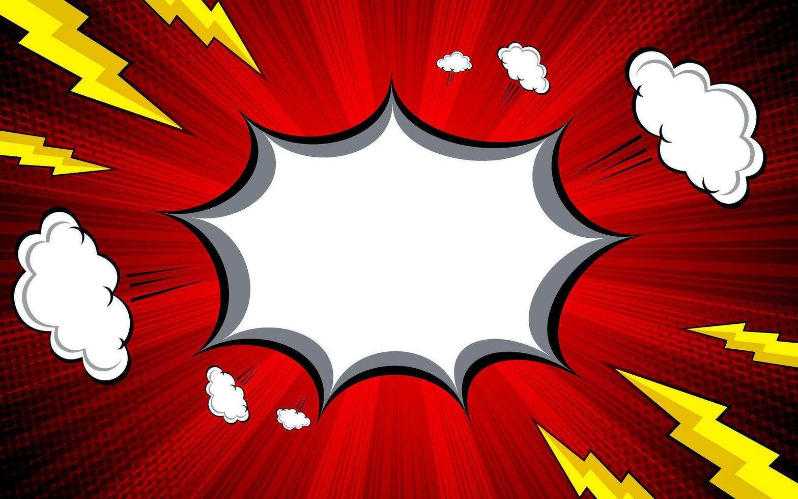 Comic background with speech bubbles and halftone. Cartoon retro texture. Vintage gradient banner. Funny superhero print illustration vector