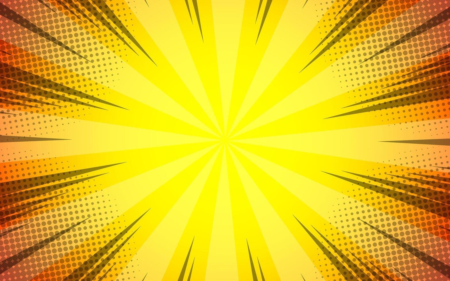 Radial halftone background and high speed abstract lines for comic illustrations vector
