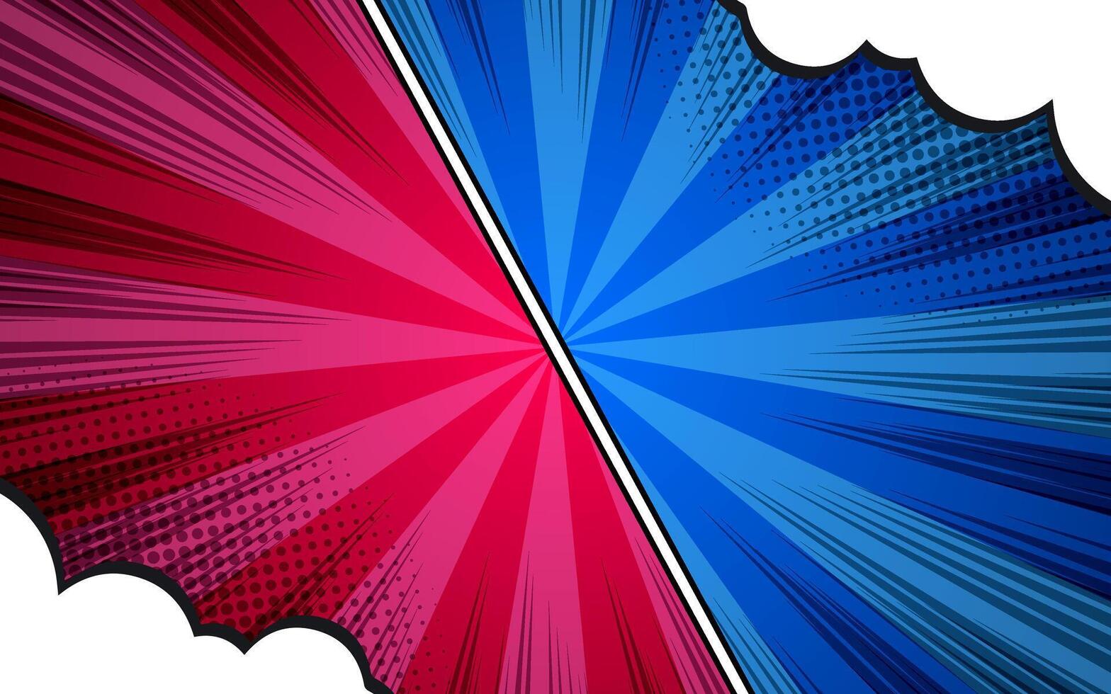Pop art comic fight versus background with halftone, rays, clouds. cartoon illustration in retro style. Design for comic books, posters, banners, competitions vector