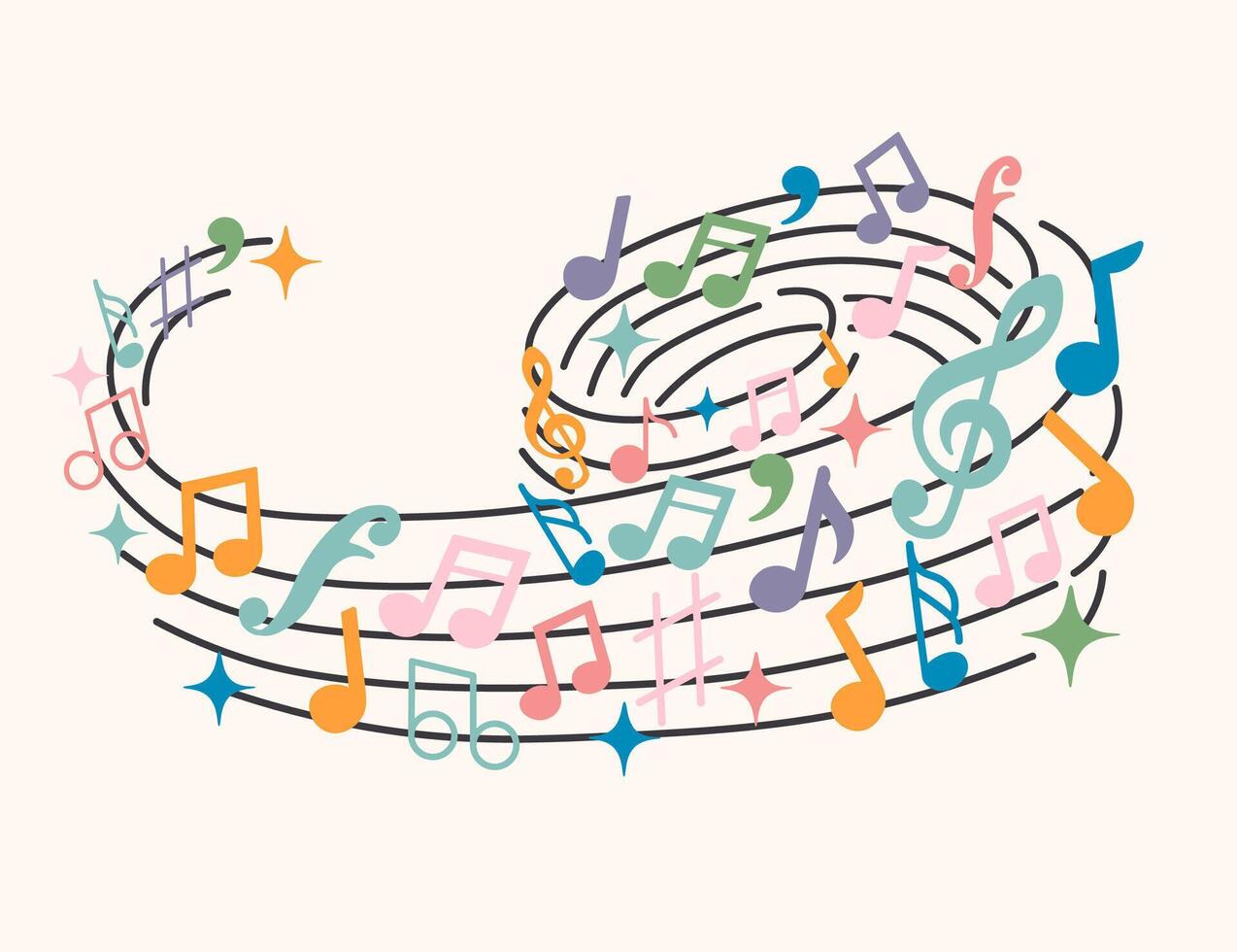 vortex staff with musical notations vector