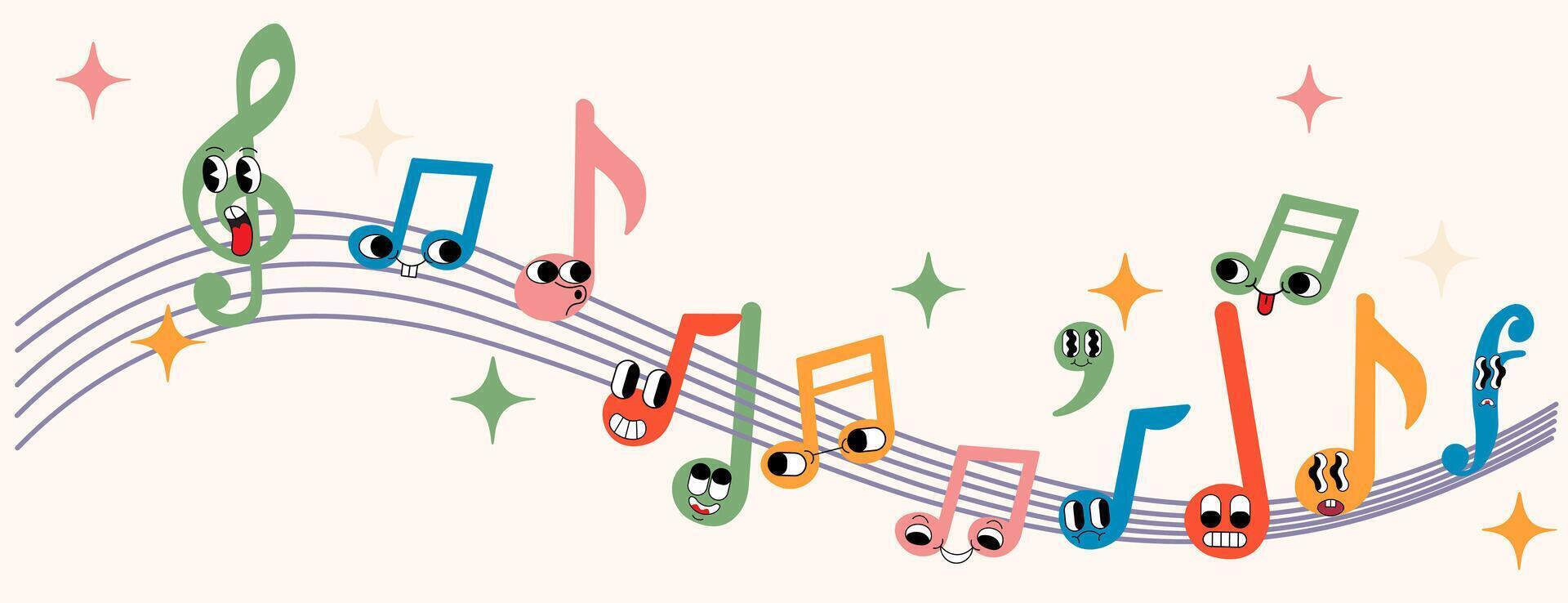 horizontal banner with musical notations vector