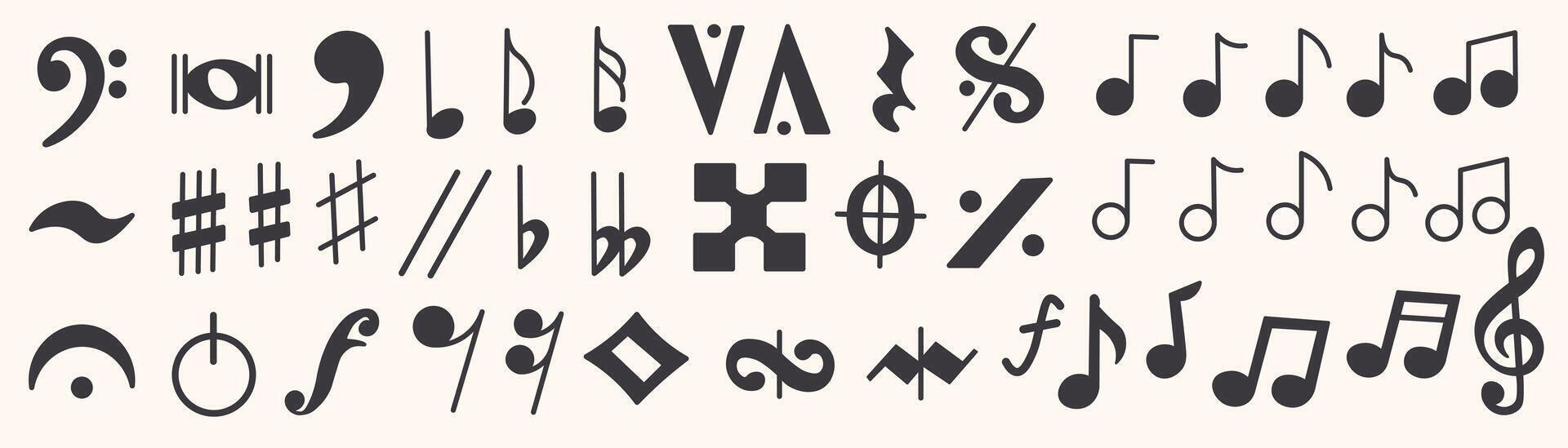 simple black shape set of musical notations vector