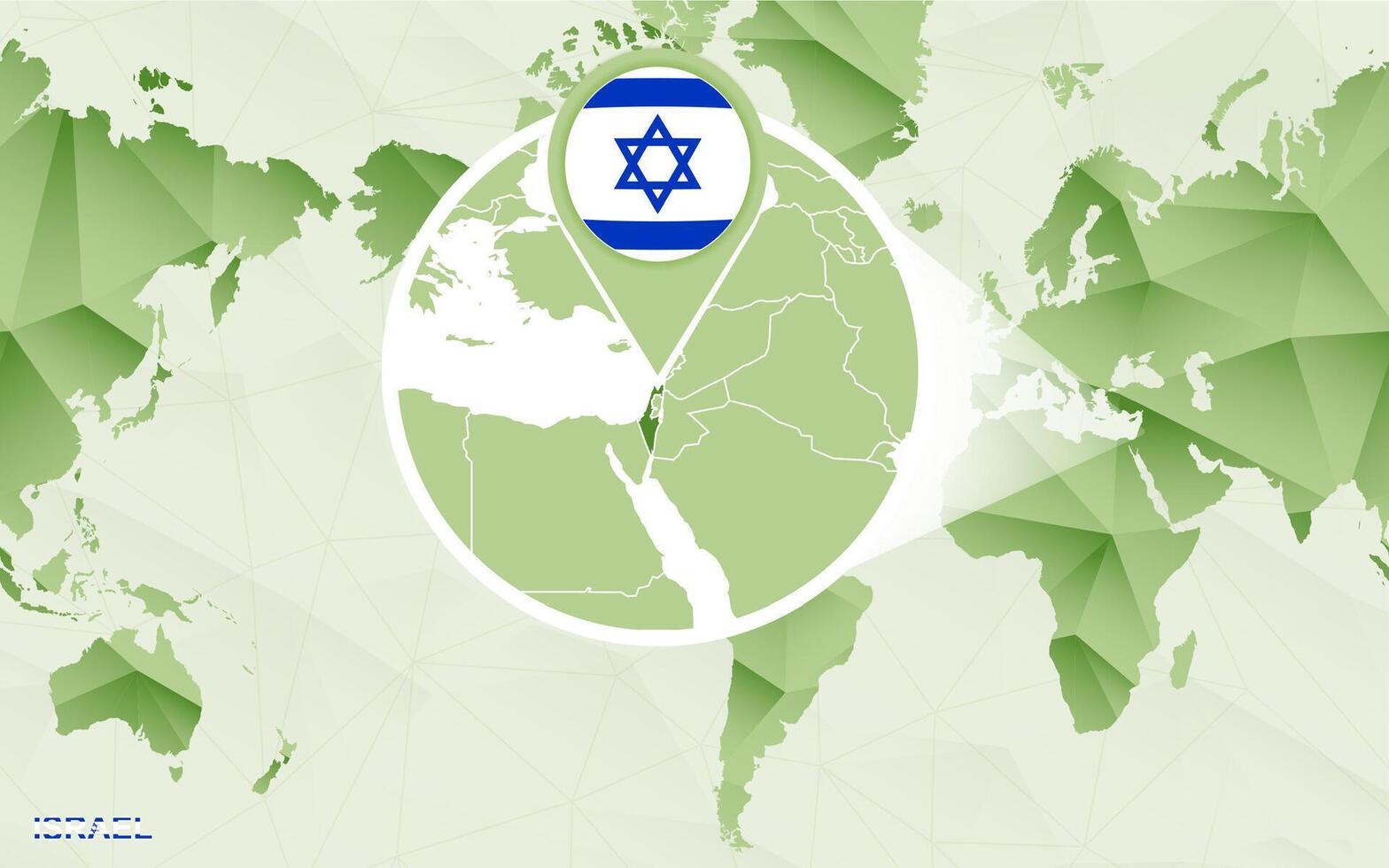 America centric world map with magnified Israel map. vector
