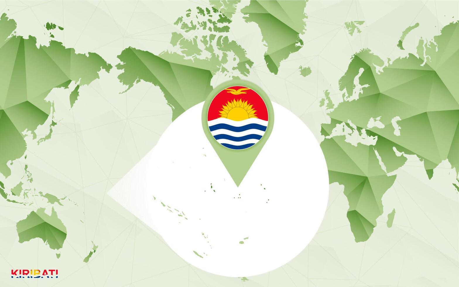 America centric world map with magnified Kiribati map. vector