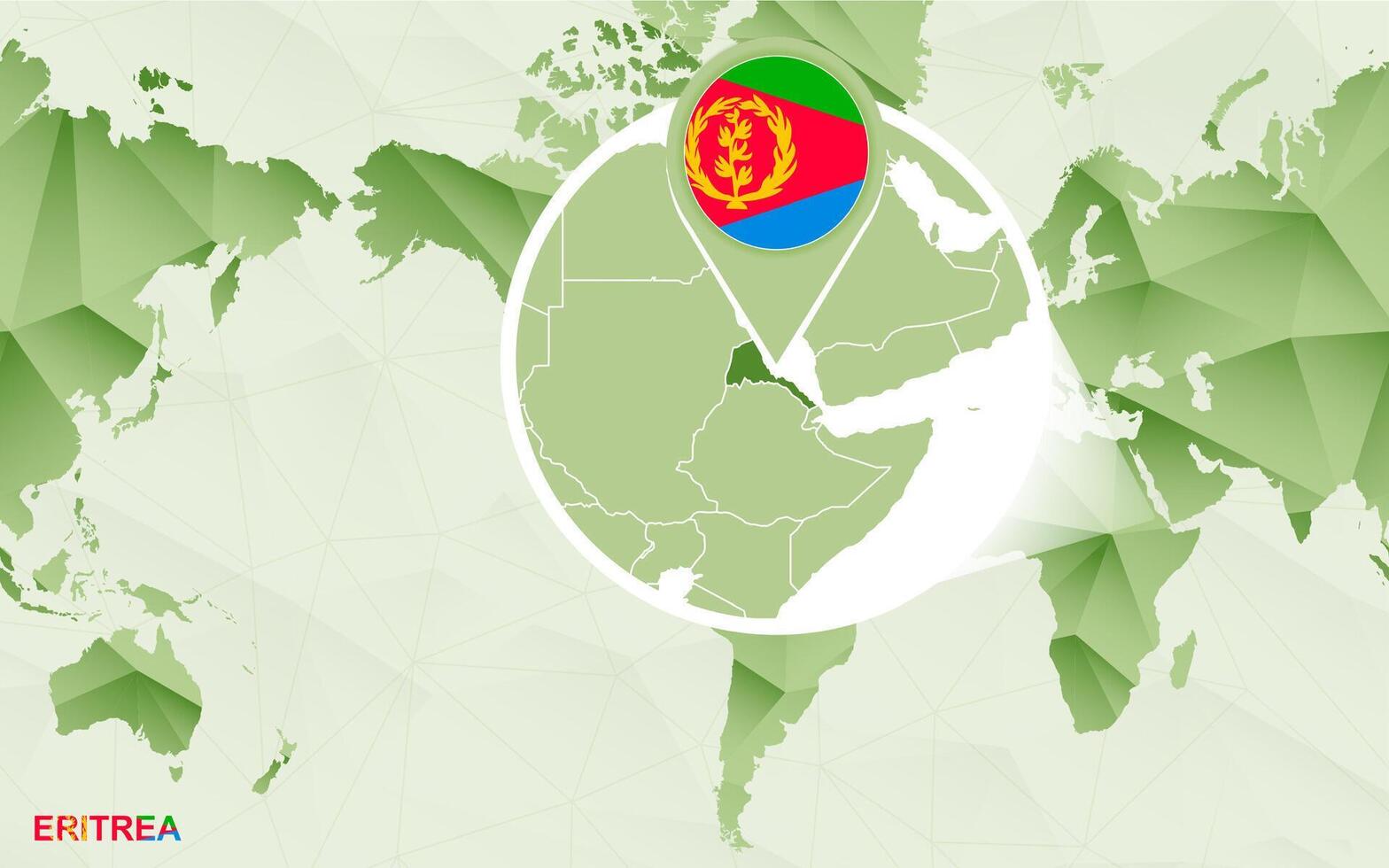 America centric world map with magnified Eritrea map. vector