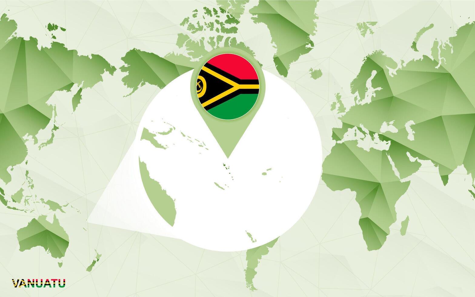 America centric world map with magnified Vanuatu map. vector