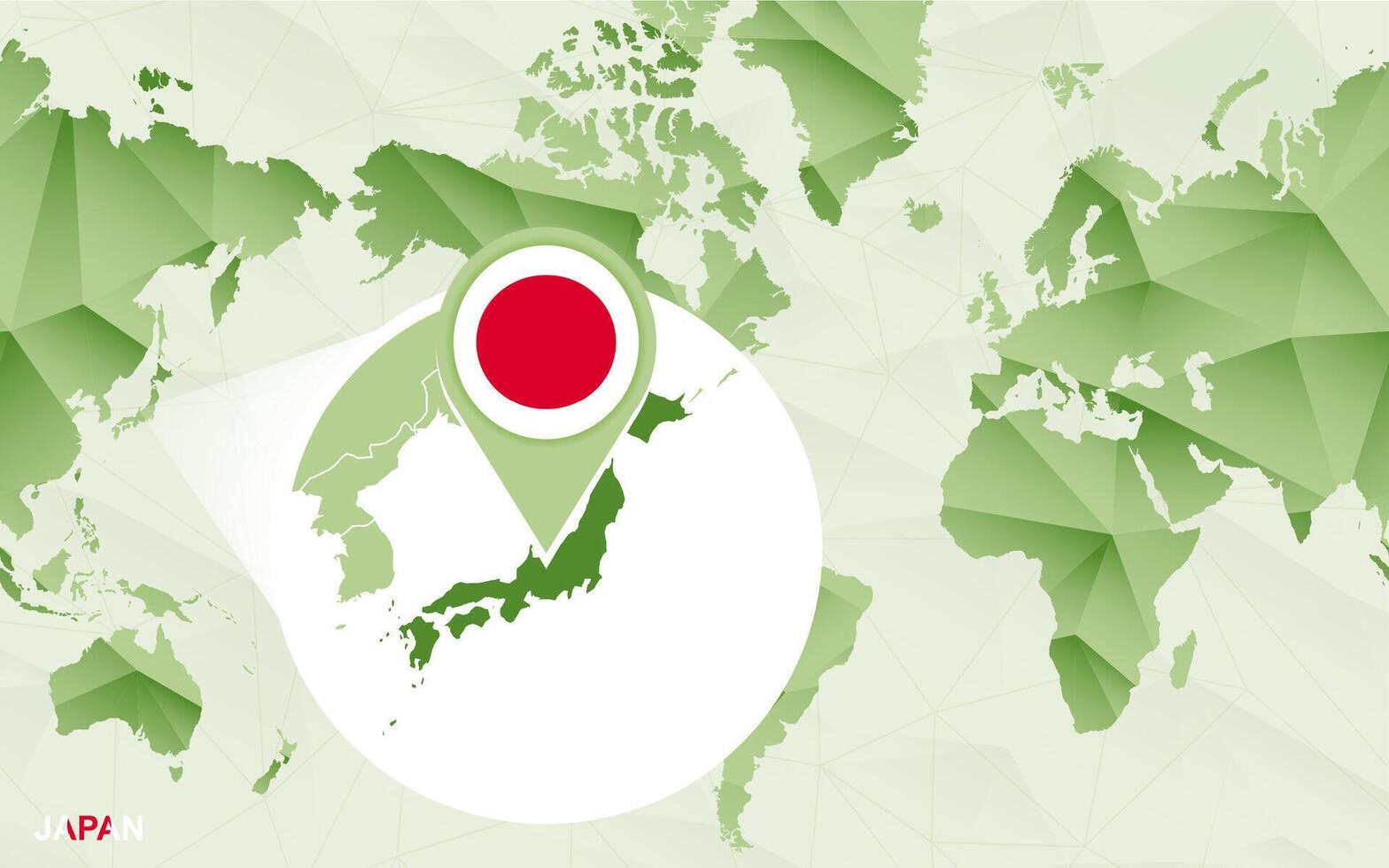 America centric world map with magnified Japan map. vector