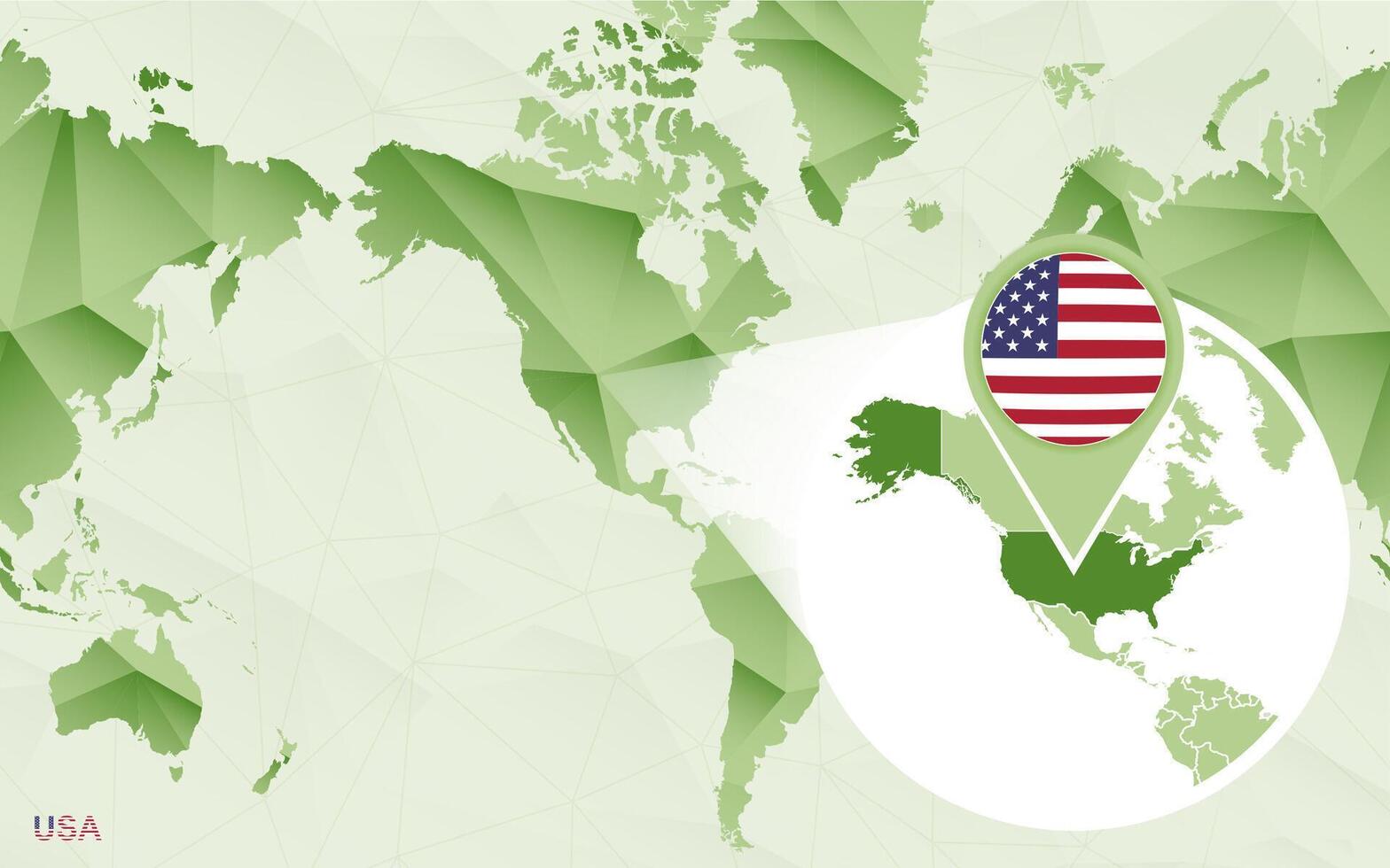 America centric world map with magnified USA map. vector