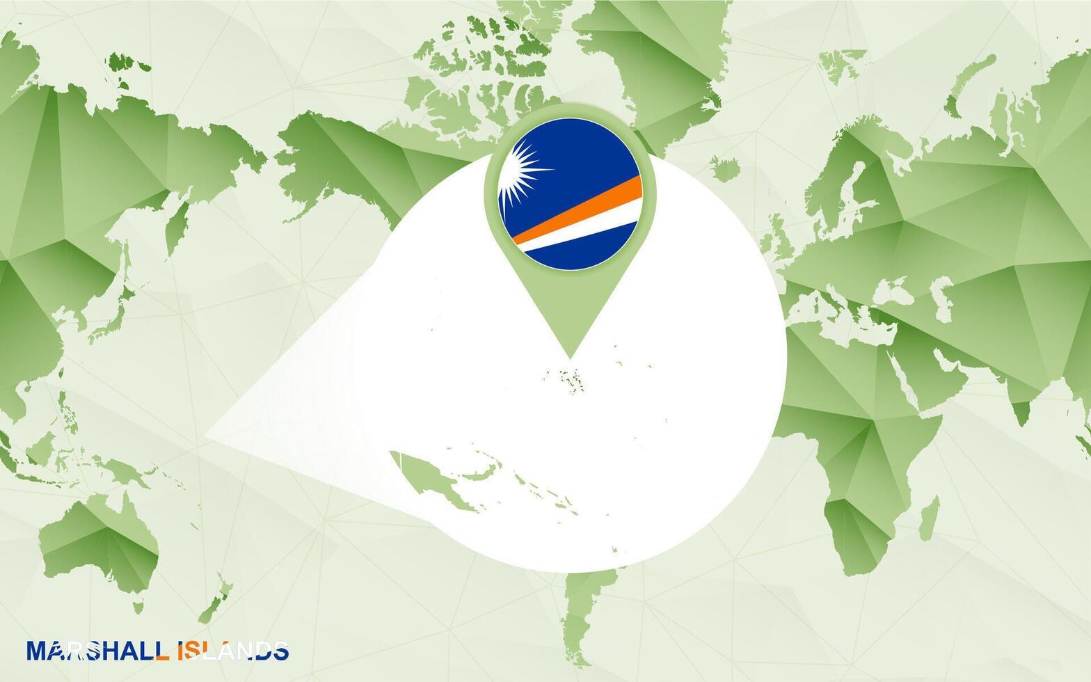 America centric world map with magnified Marshall Islands map. vector