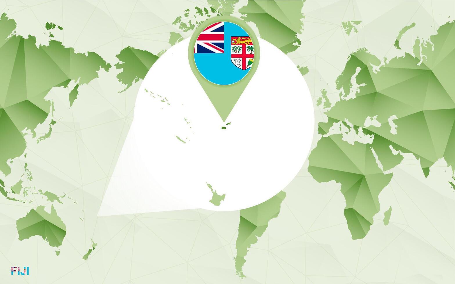 America centric world map with magnified Fiji map. vector
