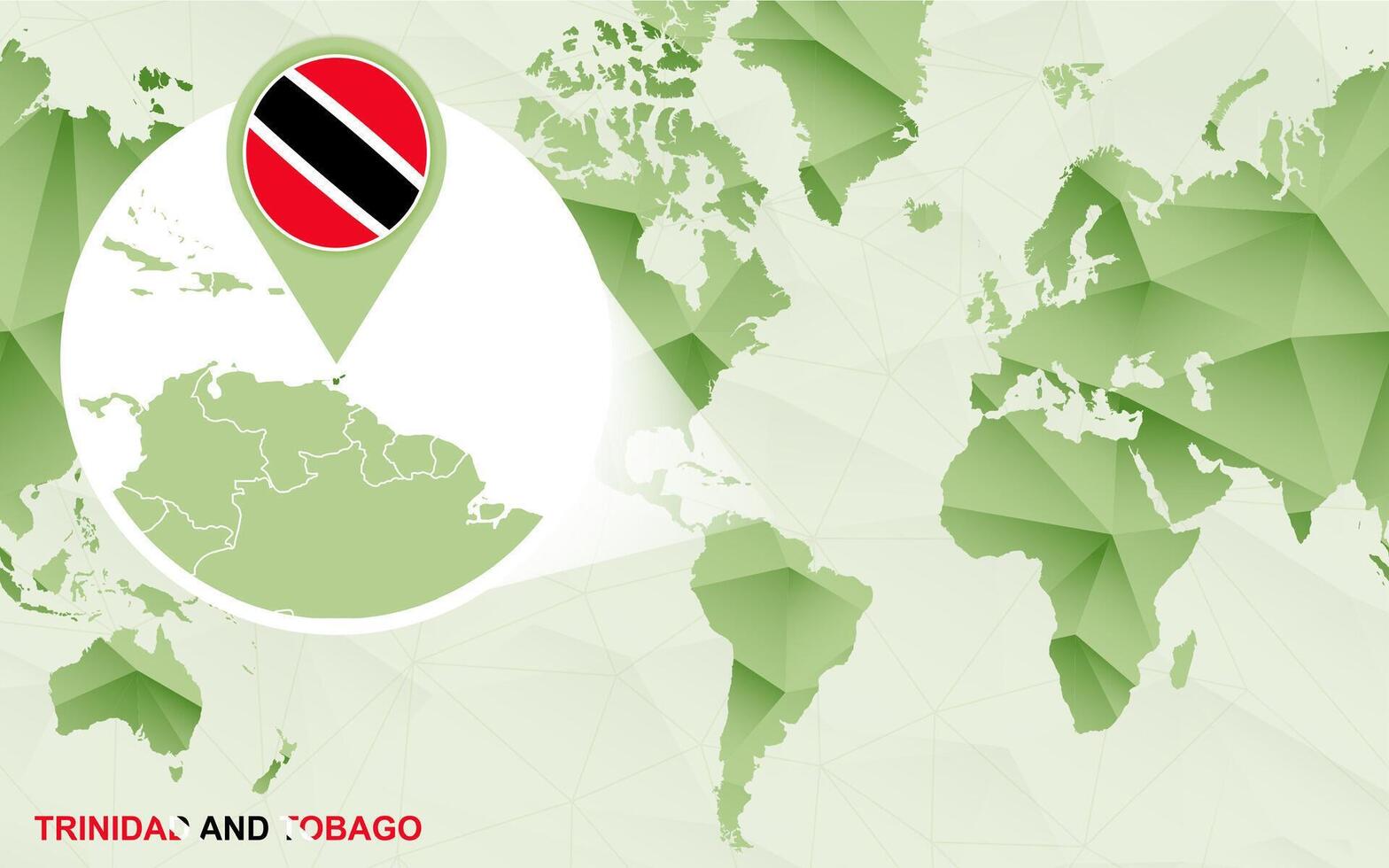 America centric world map with magnified Trinidad and Tobago map. vector