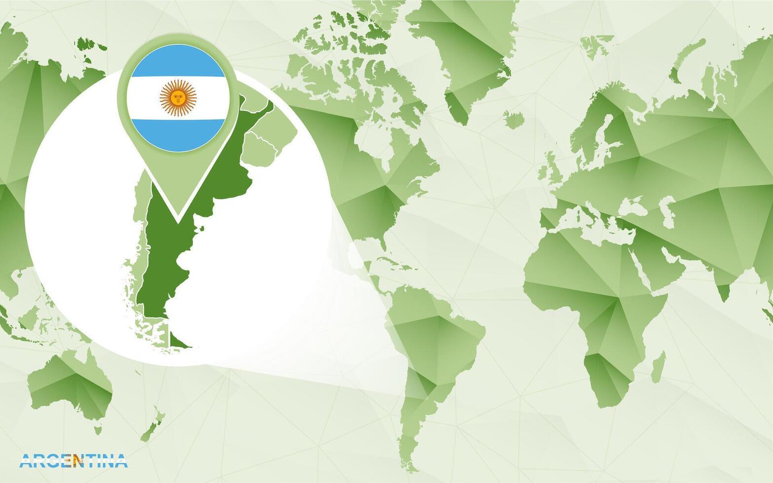 America centric world map with magnified Argentina map. vector