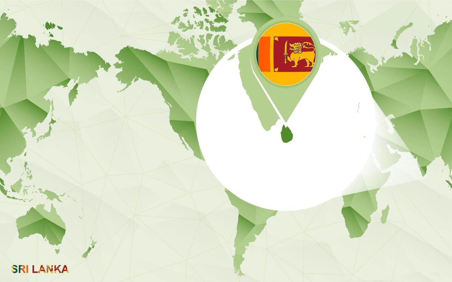 America centric world map with magnified Sri Lanka map. vector