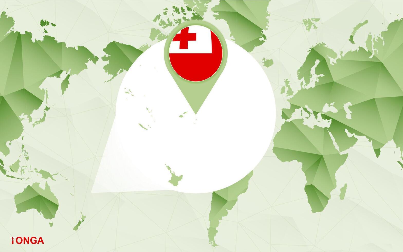 America centric world map with magnified Tonga map. vector
