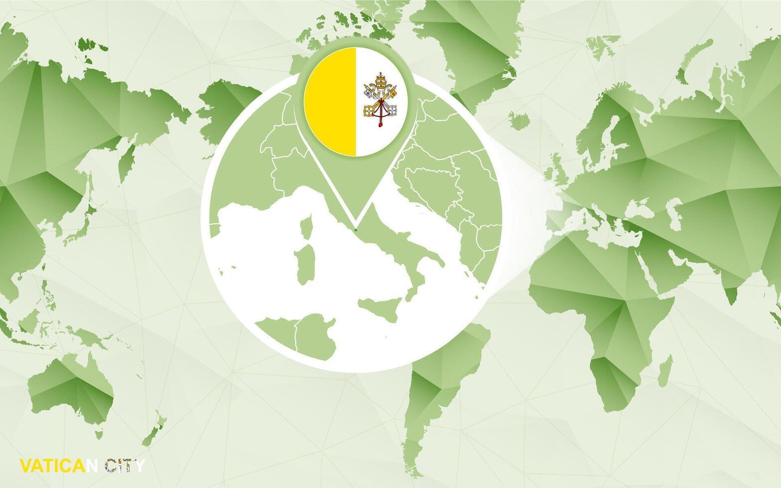 America centric world map with magnified Vatican City map. vector