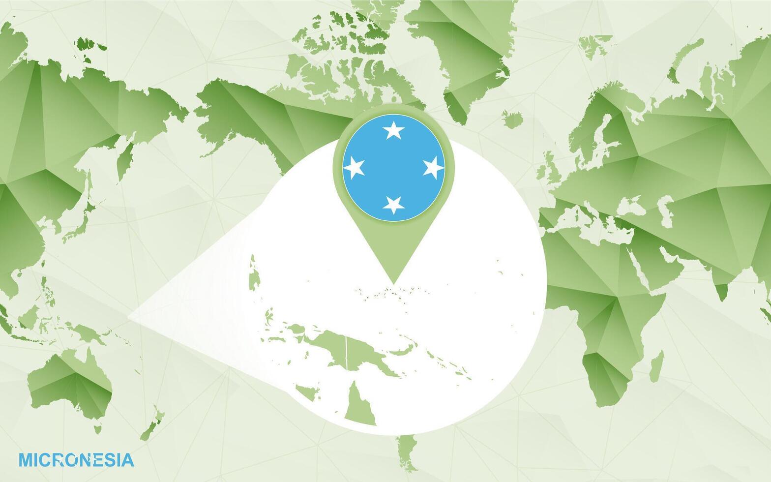 America centric world map with magnified Micronesia map. vector