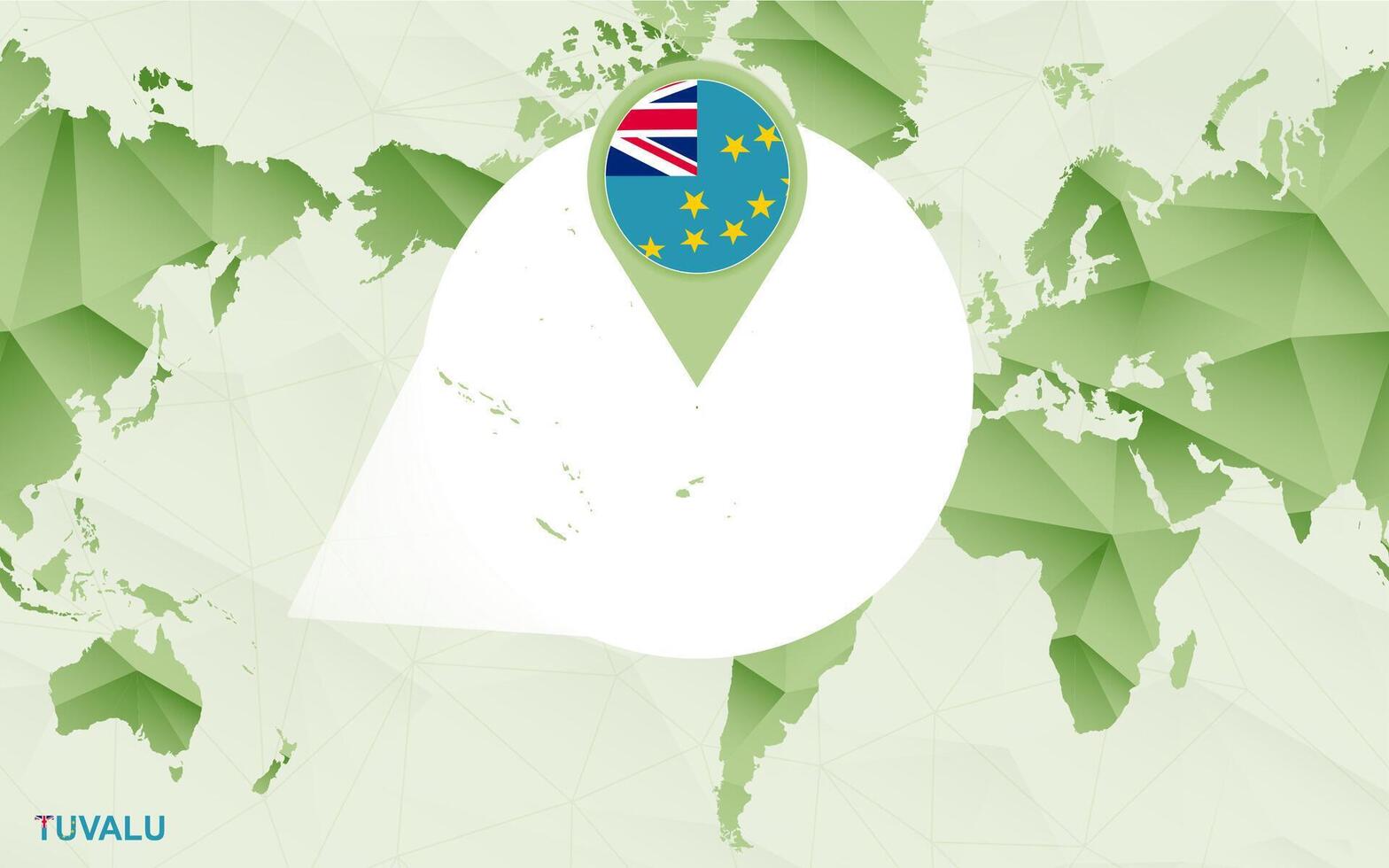 America centric world map with magnified Tuvalu map. vector