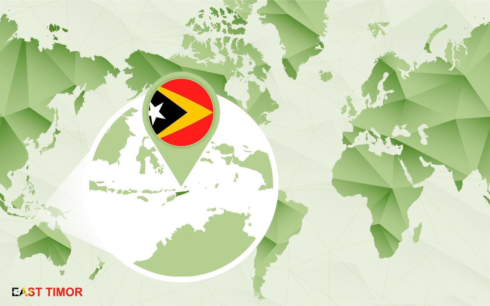 America centric world map with magnified East Timor map. vector