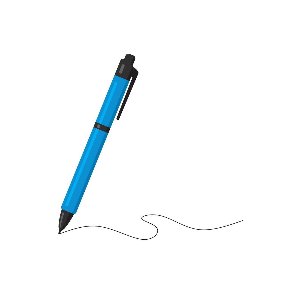 Blue Pen with Black Tip on White Background vector