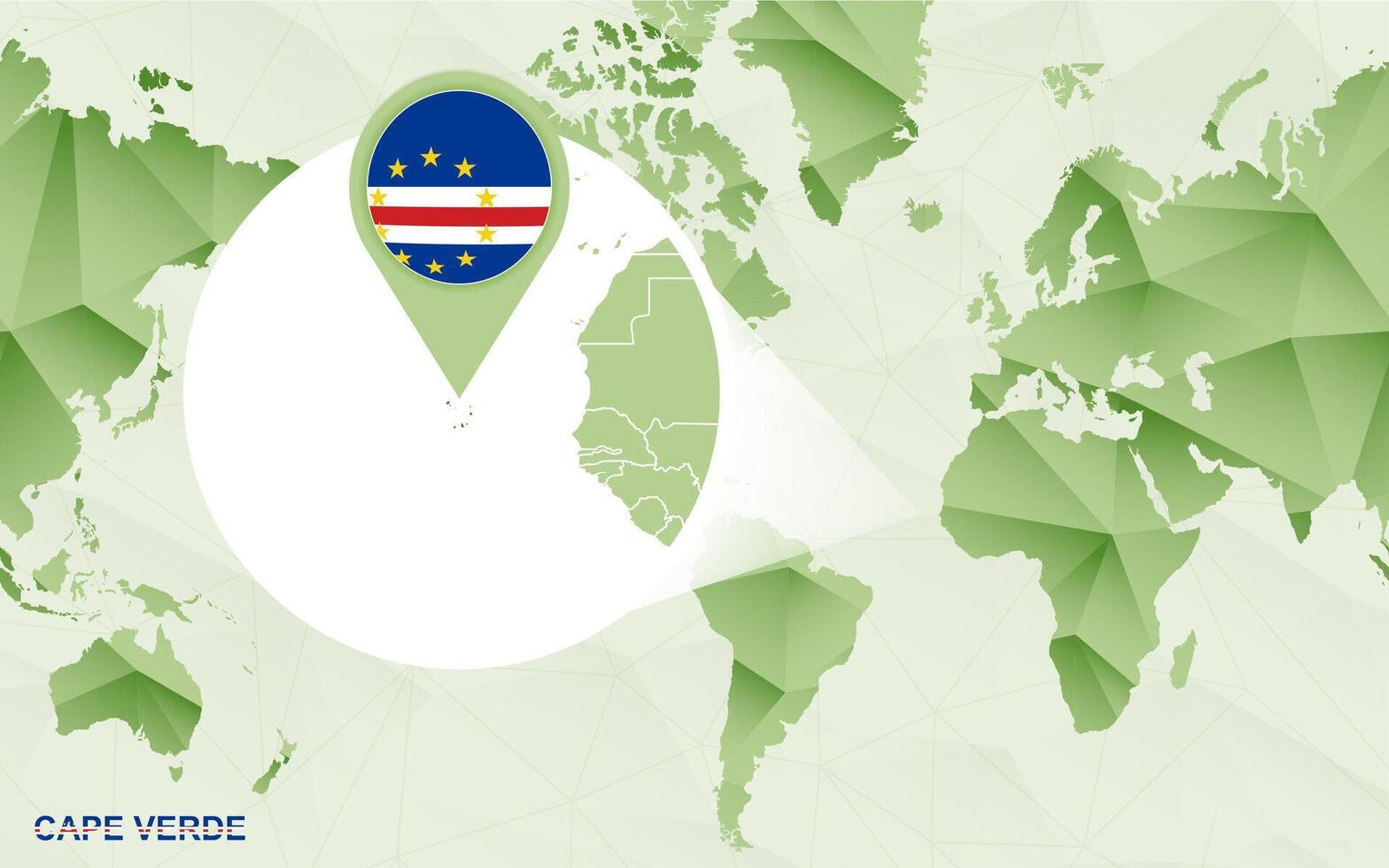 America centric world map with magnified Cape Verde map. vector