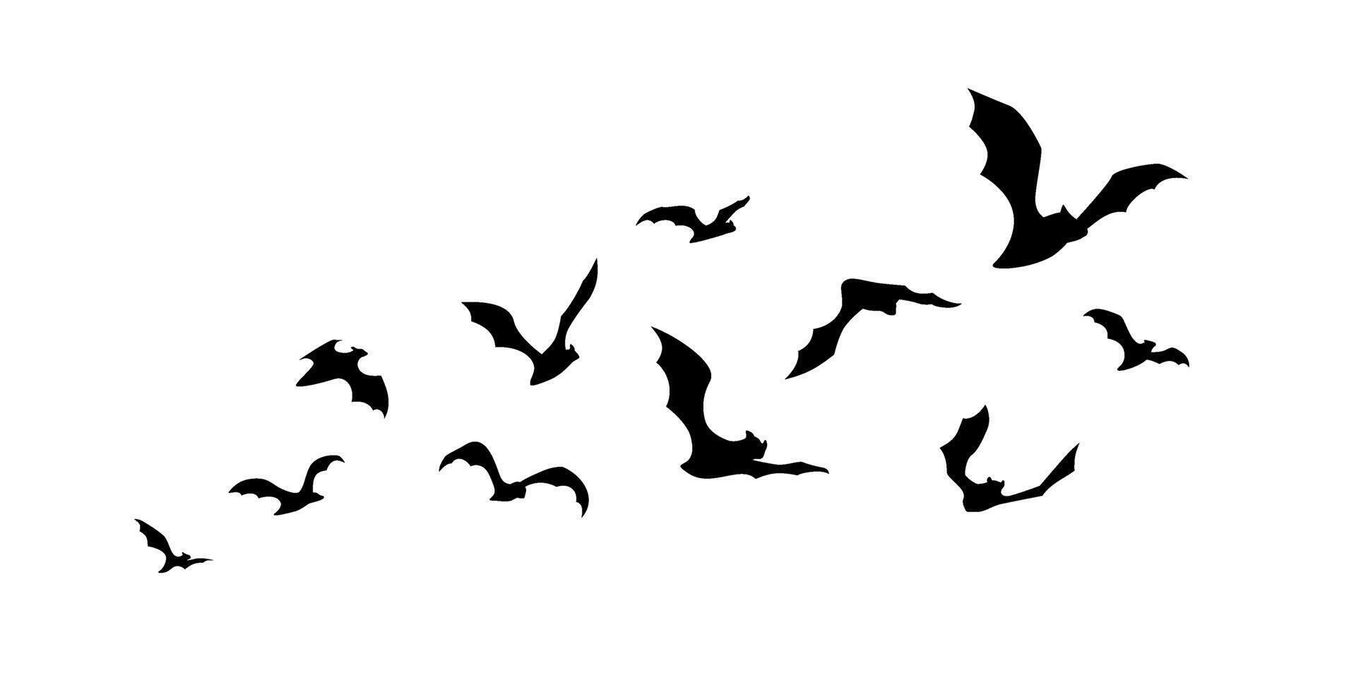 Flock of Flying Bats Silhouette vector