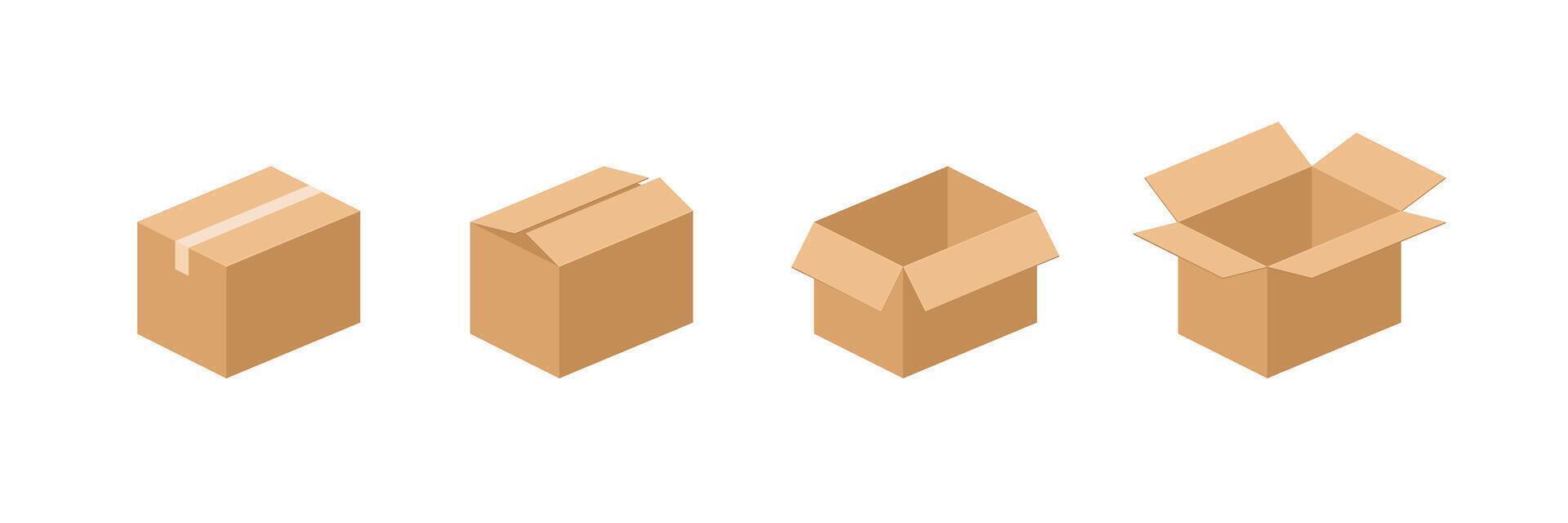 Collection of Cardboard Boxes in Various States vector