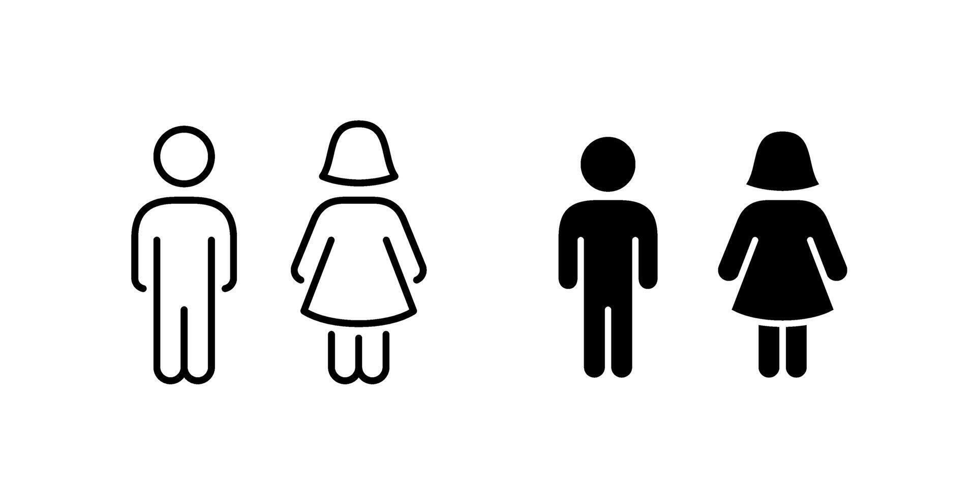 Restroom Symbols Outline and Filled Icons vector