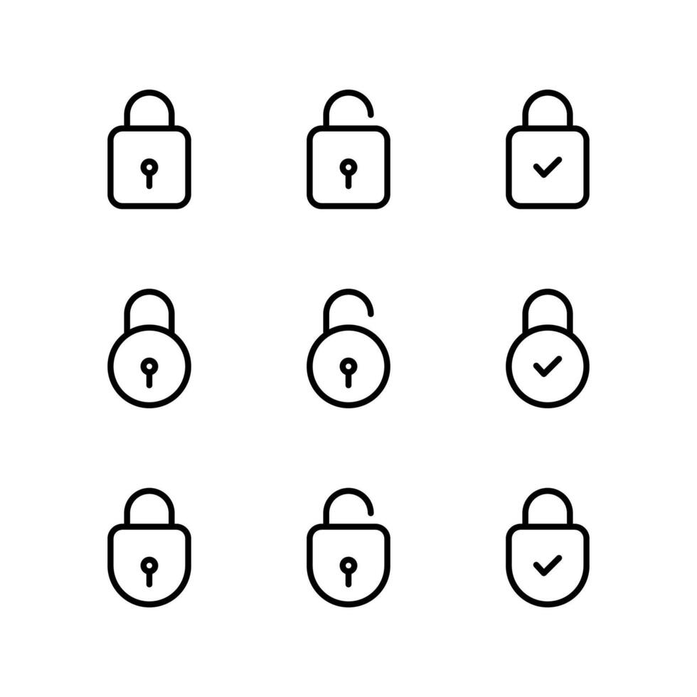 Padlock icon set. Lock icon set. Lock icon. vector