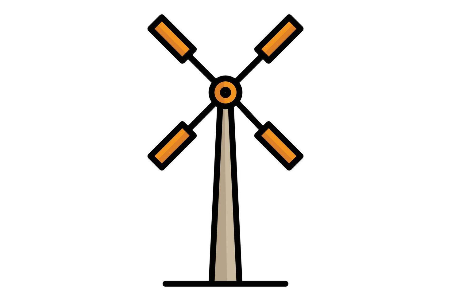 Windmill icon. colored outline icon style. icon related to traditional source of power on farms. agriculture elements illustration vector