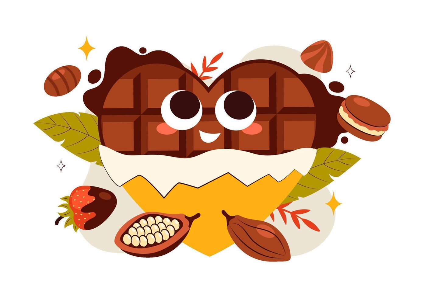Melted Chocolate and Cake Illustration for Chocolate Day Celebration in Flat Cartoon Background vector