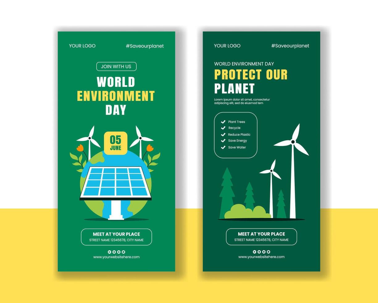 World Environment Day Flat Cartoon Illustration for Digital Vertical Banner vector