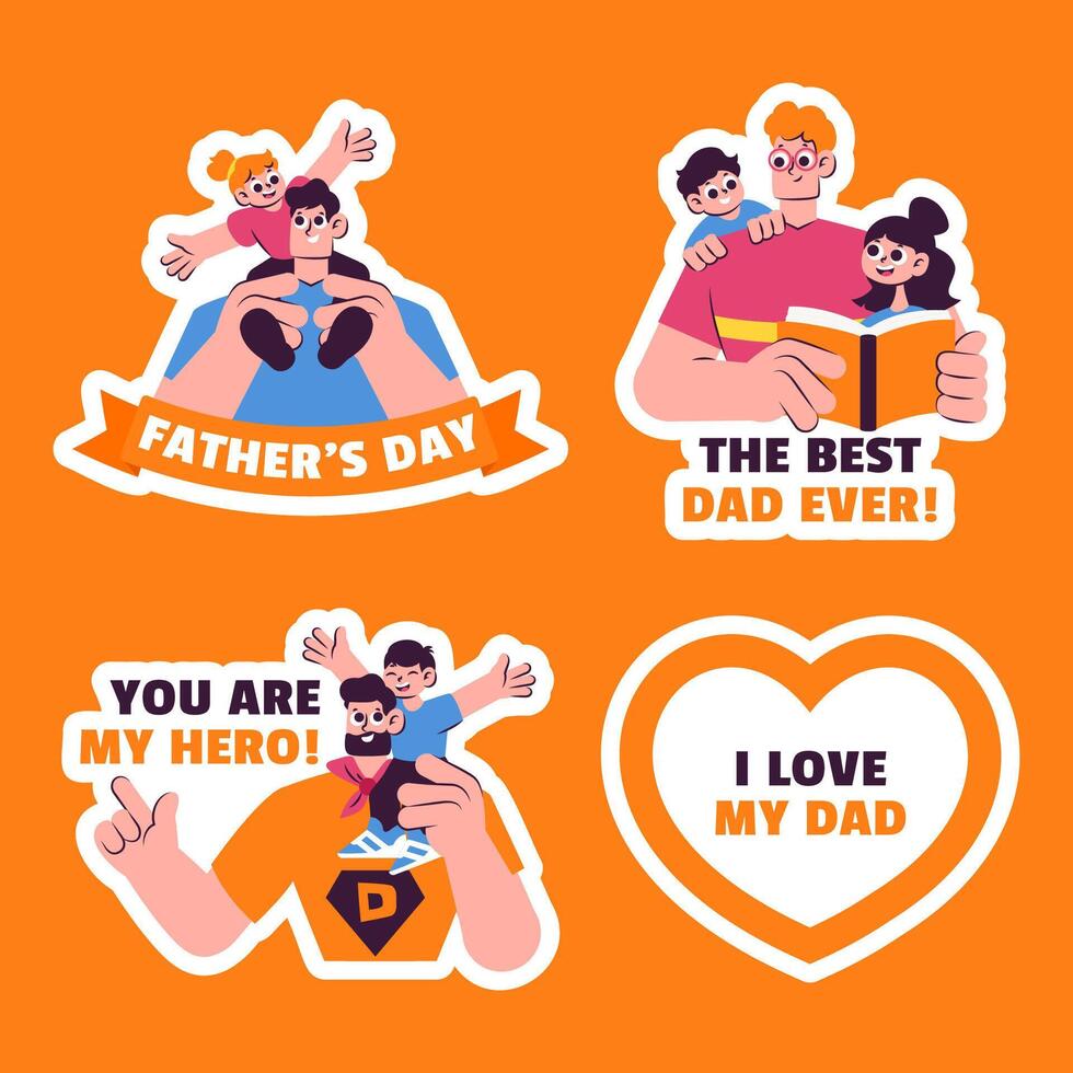 Father's Day Label Illustration with Hand Drawn Cartoon Theme vector