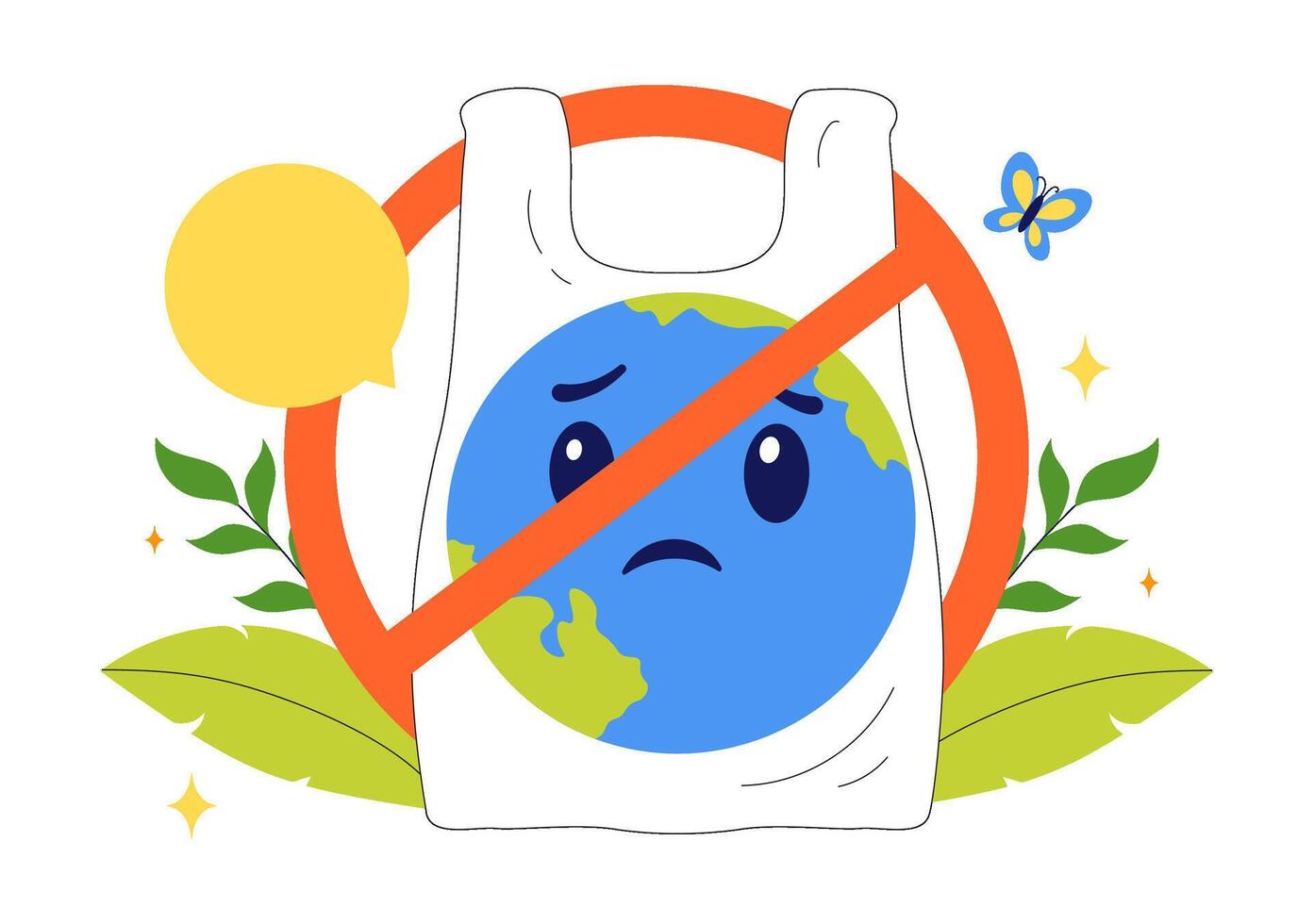 Say No to Plastic Art for International Plastic Bag Free Day on July 3 vector