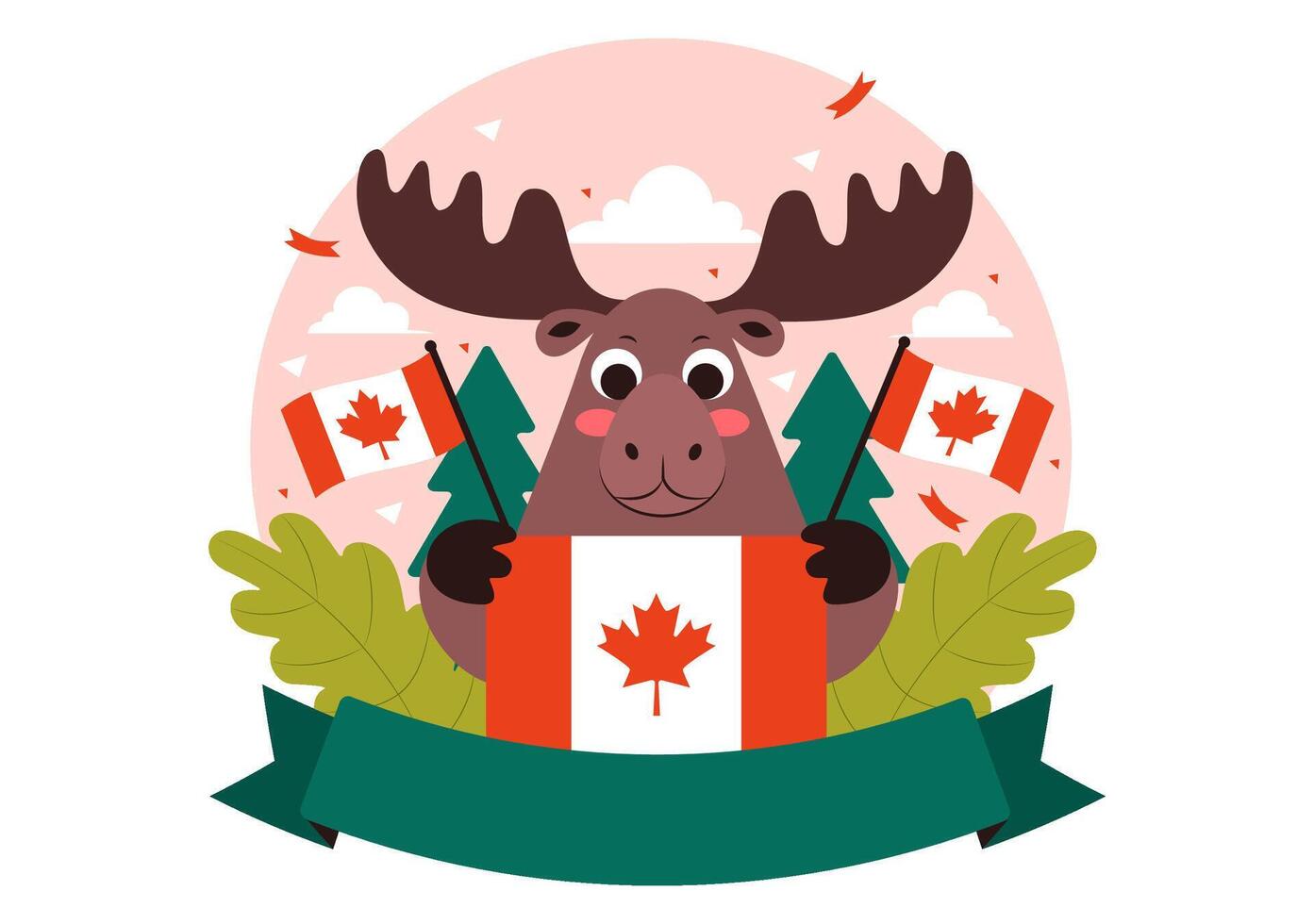 Happy Canada Day Featuring Patriotic Flag and Festive Ribbon Elements vector