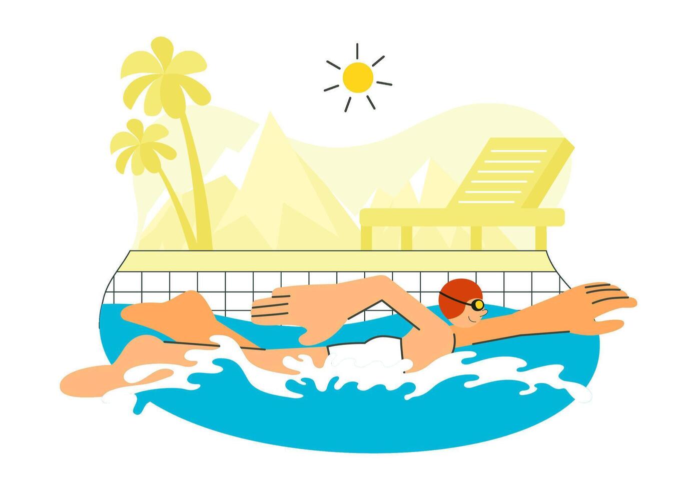 Cartoon of Swimming Pool for Summer Vacation and Water Sports Adventure vector
