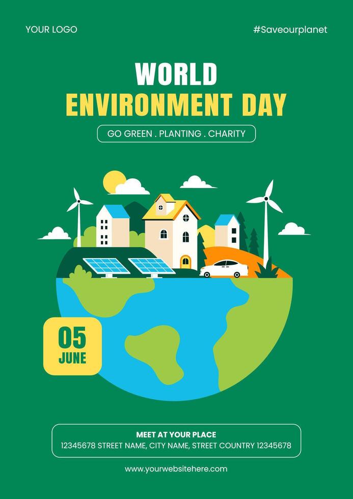 Social Media Flyer Design Celebrating World Environment Day vector