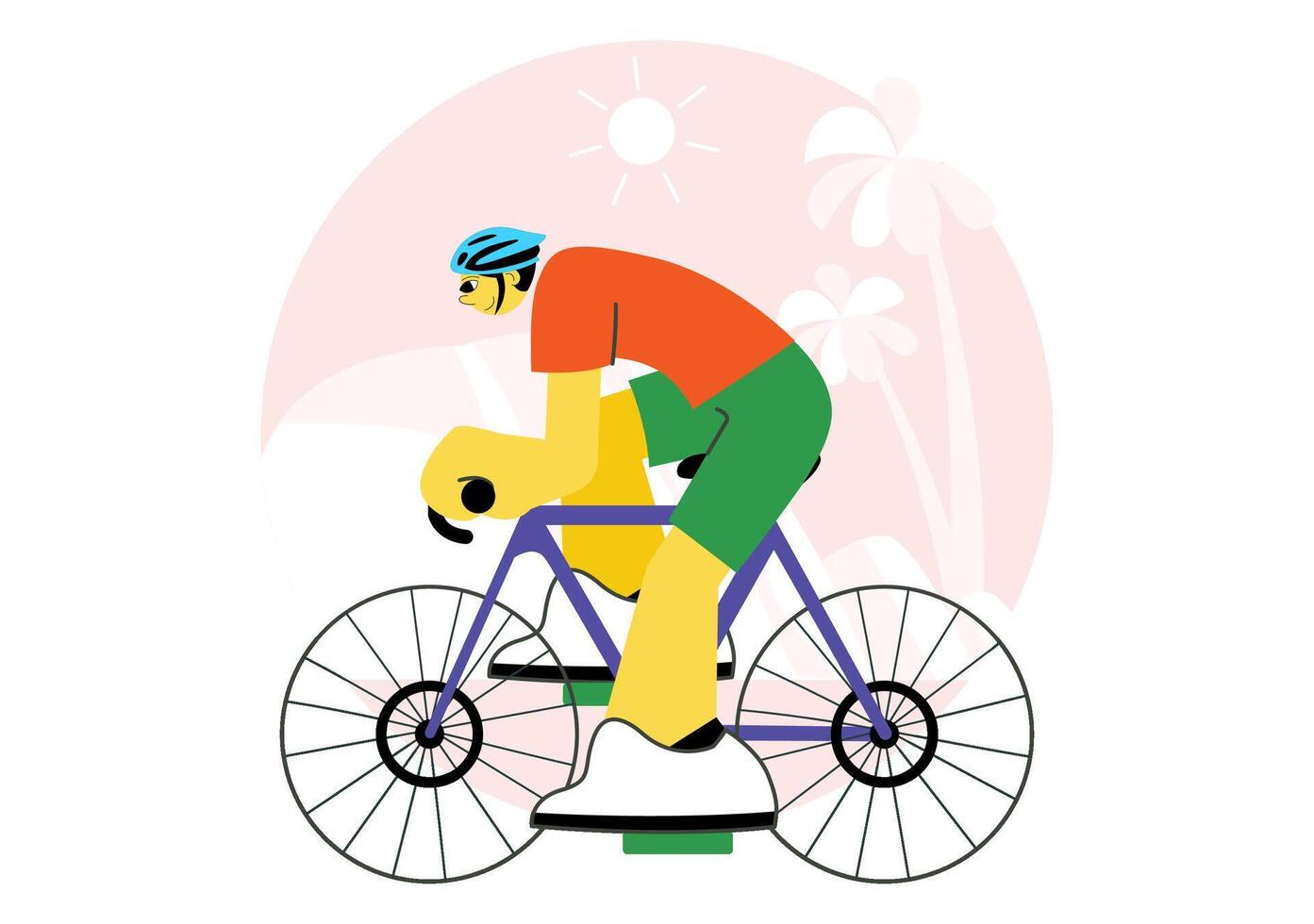 Leisure Bicycle Riding Background with Cartoon Characters on a Trail vector