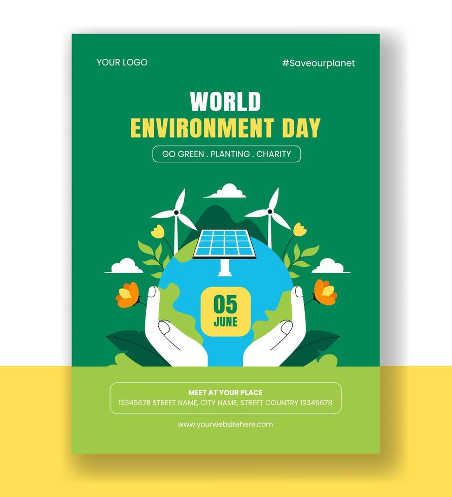 World Environment Day Social Media Art with Flat Vertical Poster Background vector