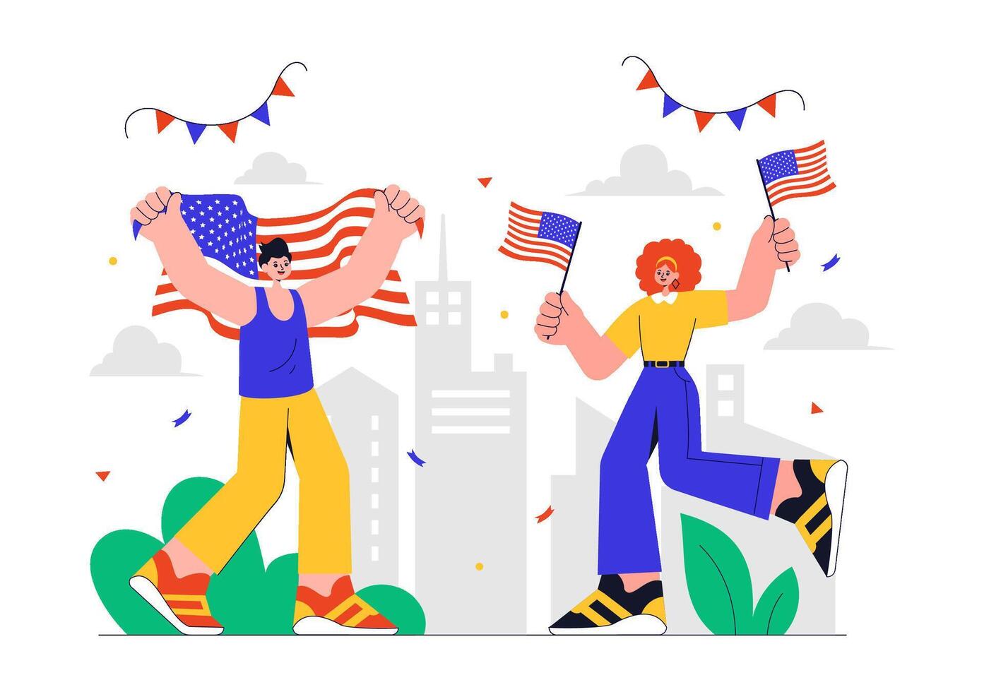 United States Independence Day Art with Fireworks and Patriotic Decor vector