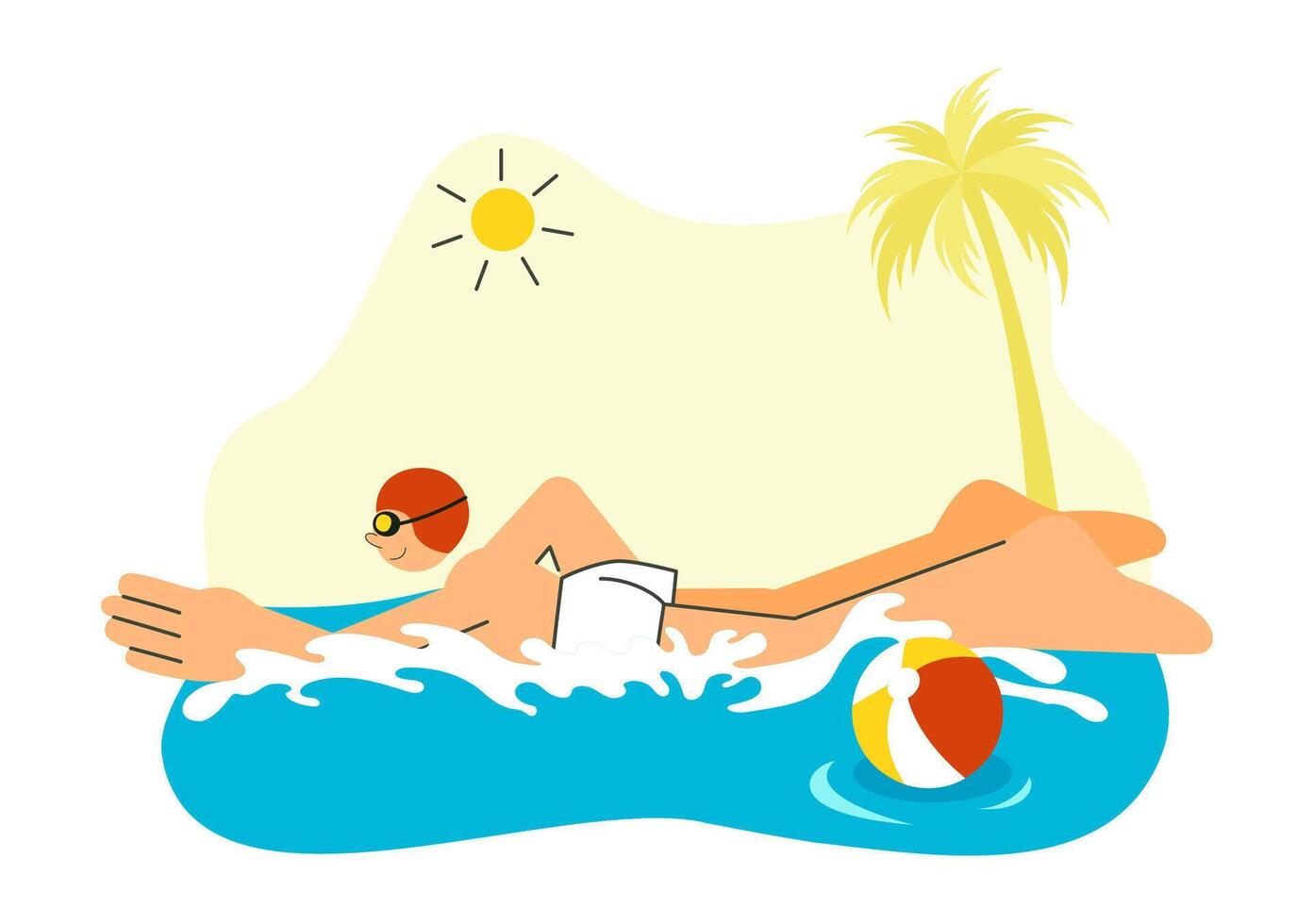 Summer Fun at the Swimming Pool Illustration in a Flat Cartoon Background vector