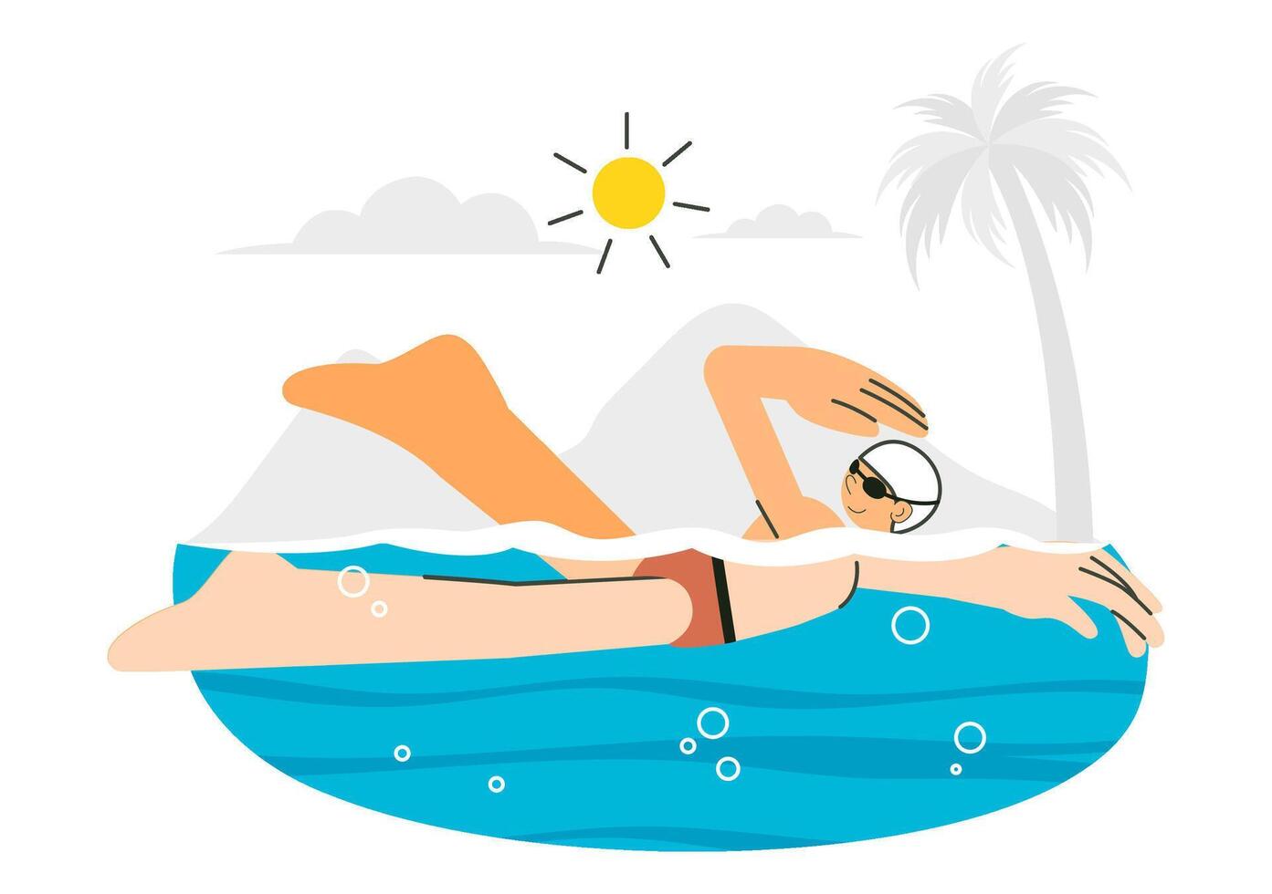 Water Sports and Swimming Activities Concept with Summer Pool Landscape vector