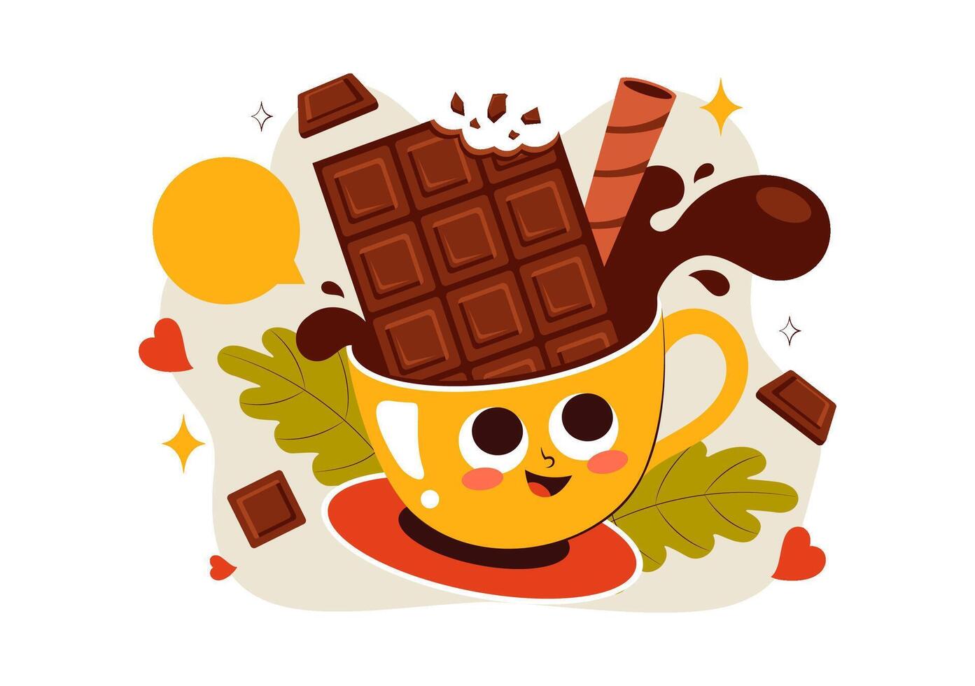 Cartoon Background for World Chocolate Day with Delicious Chocolate Cake and Treats vector
