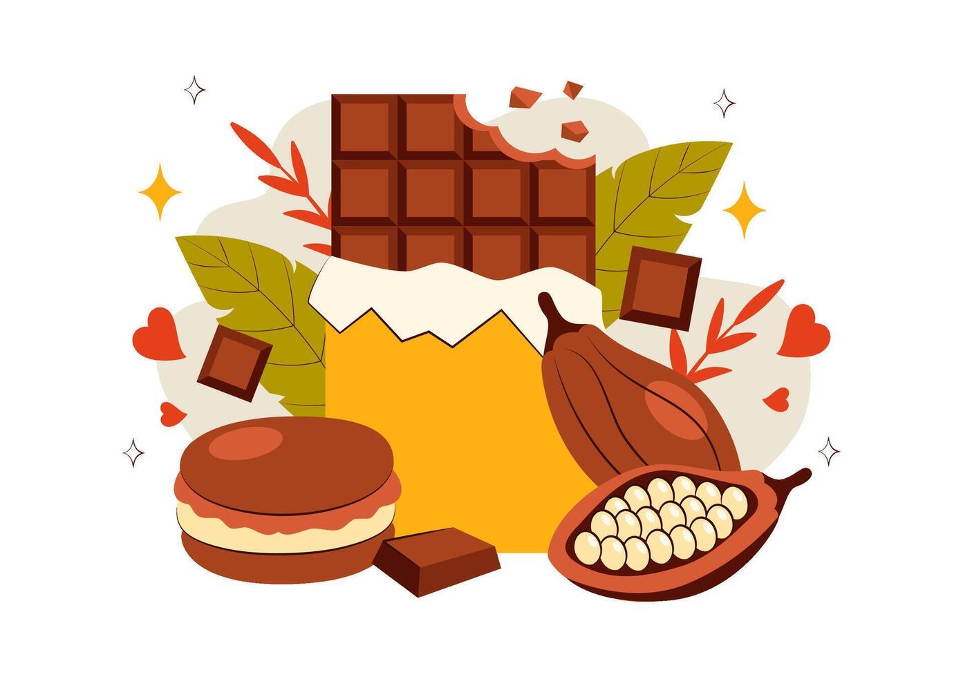 Illustration for 7 July World Chocolate Day Featuring Sweet Desserts and Melted Chocolate vector