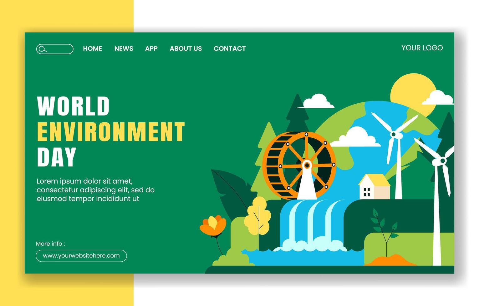 Social Media Landing Page for World Environment Day in Hand Drawn Flat Style vector