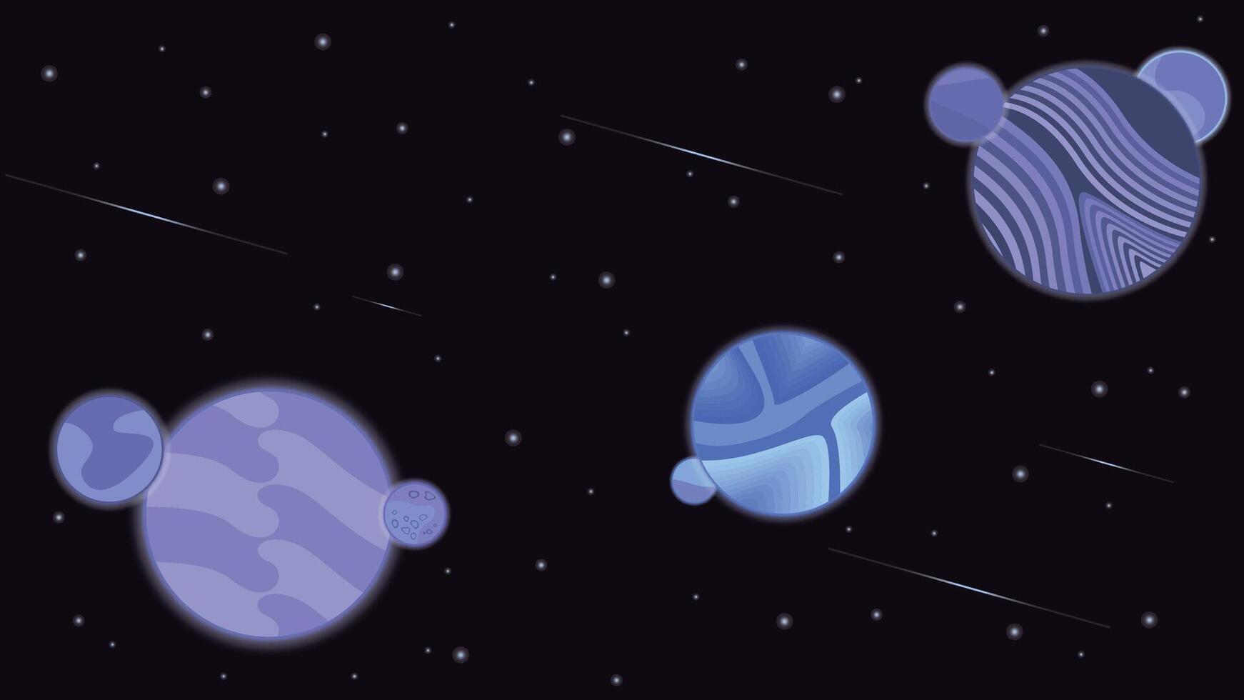 illustration of some purple planets with some meteors vector