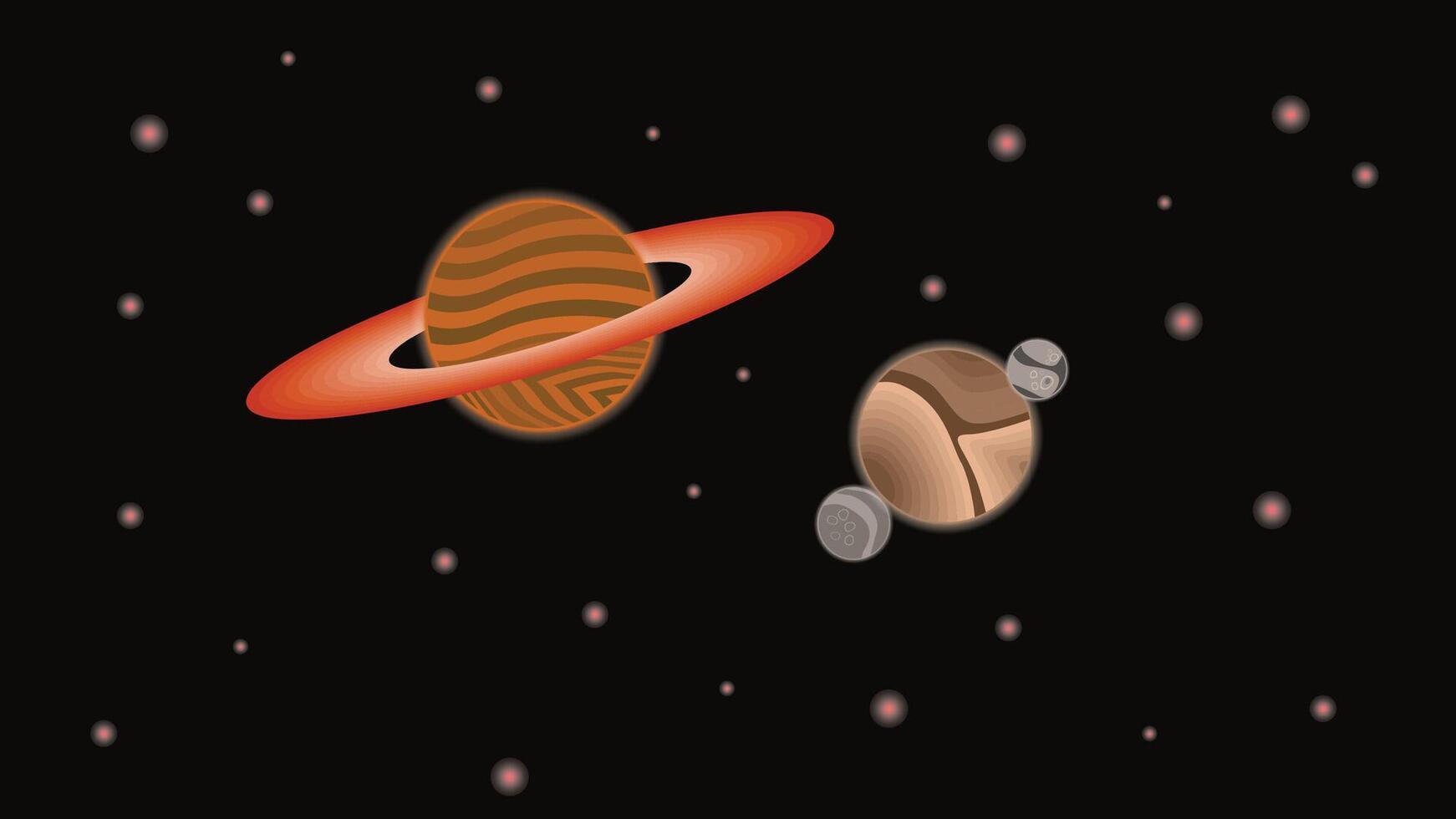 illustration of brown and orange planets that look barren vector