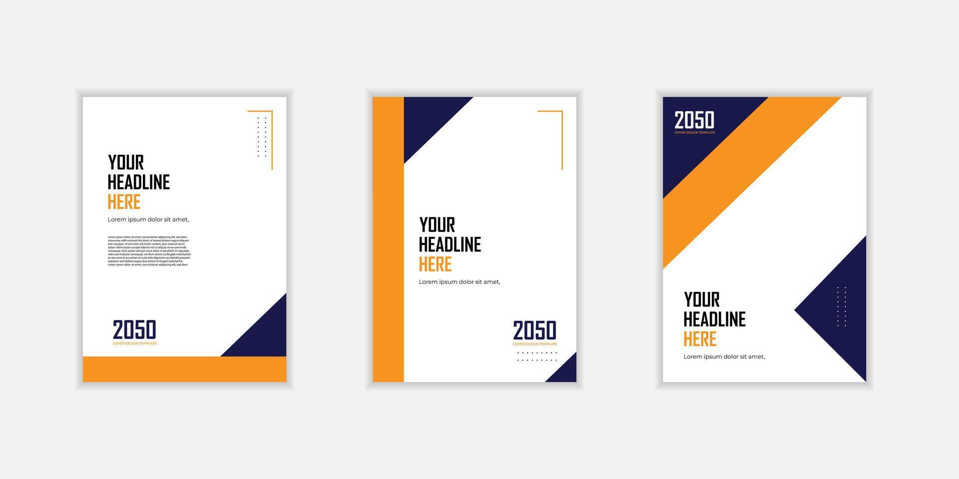 Abstract curve shape on blue and orange color background. Book cover template vector